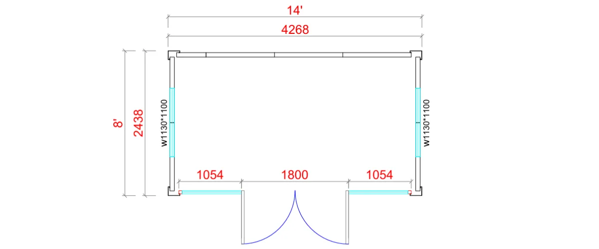 14x8ft garden room floor plan