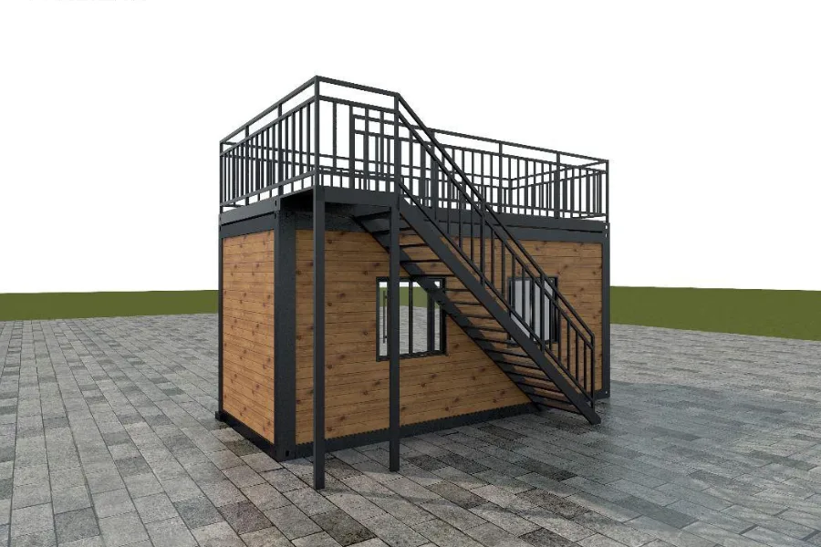 20x8 modular garden room with stairs and balcony