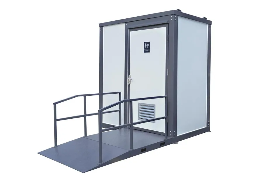 angled view of disabled toilet unit by elevate modular solutions