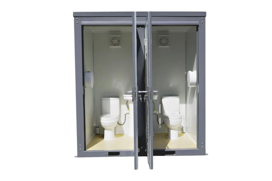 inside view of male/female toilet unit by elevate modular solutions