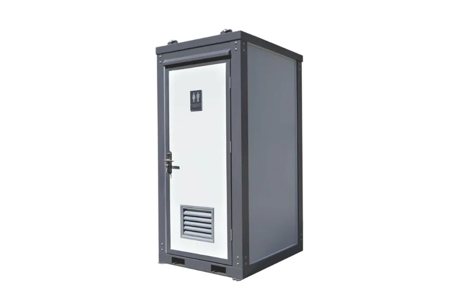 angled view of single toilet unit by elevate modular solutions